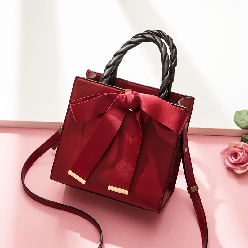2021 new fashion elegance real leather women tote bags small red genuine leather shoulder purses and handbags for women luxury