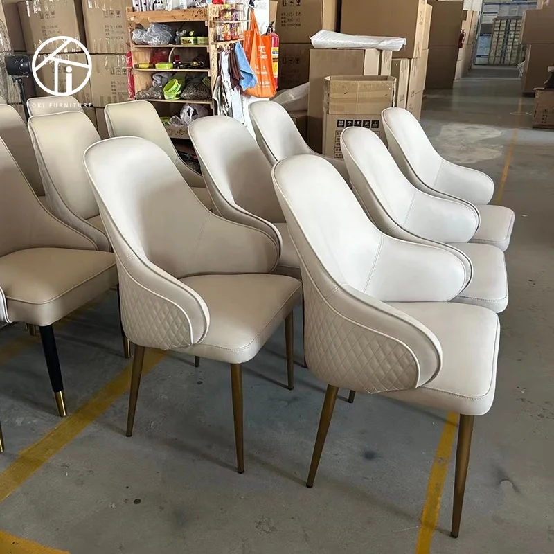 Italy design modern backrest make up armchair Europe contracted luxury restaurant leather dining chair