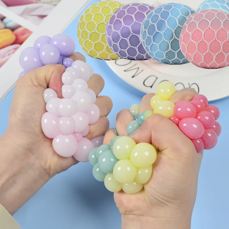 Anxiety relief and sensory squishy Grape mesh stress balls fidget toys for kids
