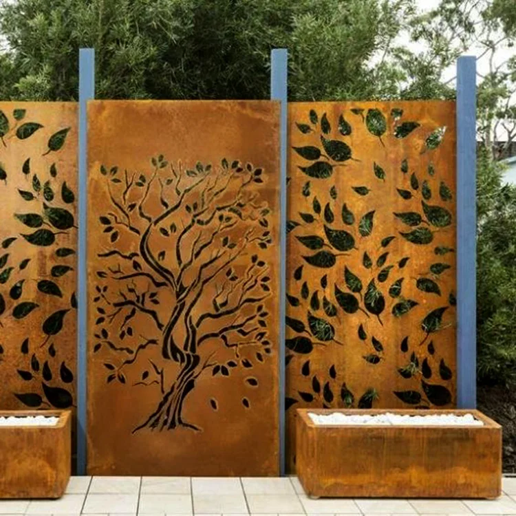 
Customized Laser cut Corten Steel Rusted Garden Screen Art 