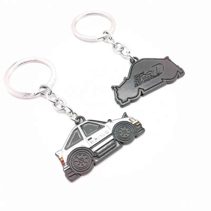 Keychain For initial D Silicone material Car culture modification logo wholesale Creative Gift Alloy Pendant Auto accessories