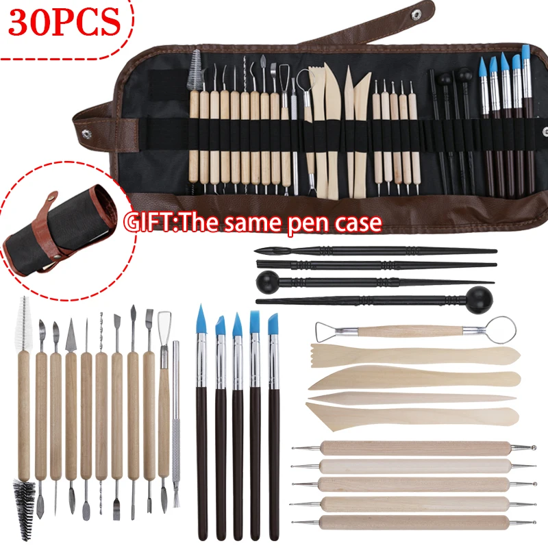 Bo Yi Xuan 30 Pieces Art Clay Pottery Tool Set For Art Craft Sculpture