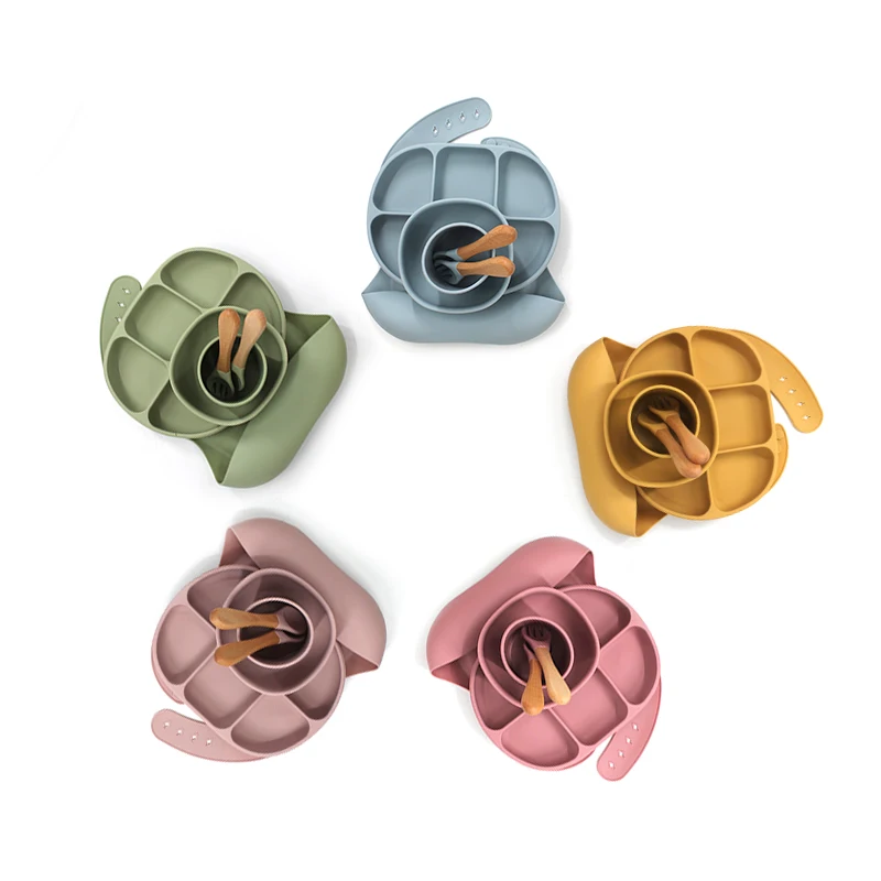 
Тренировочный обед, детская посуда, детская посуда, набор из 5 предметов, силиконовый набор для кормления ребенка 