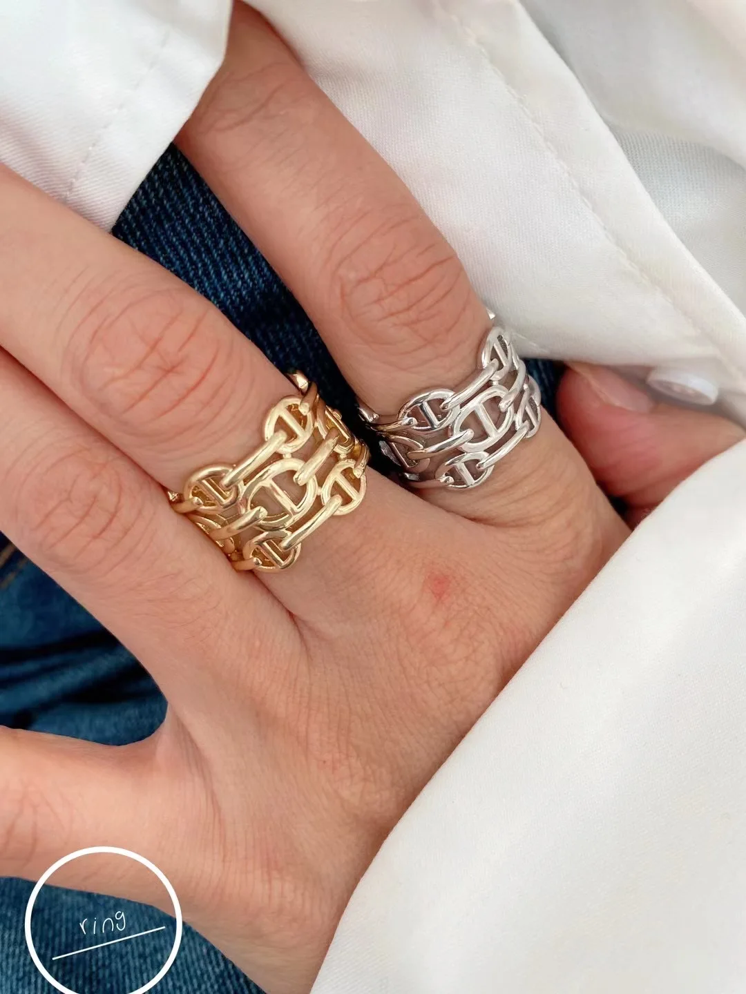 Trendy Style Brass Gold Pig Nose Hollow Adjustable Ring Silver Plated Open Ring Fashion Jewelry For Women