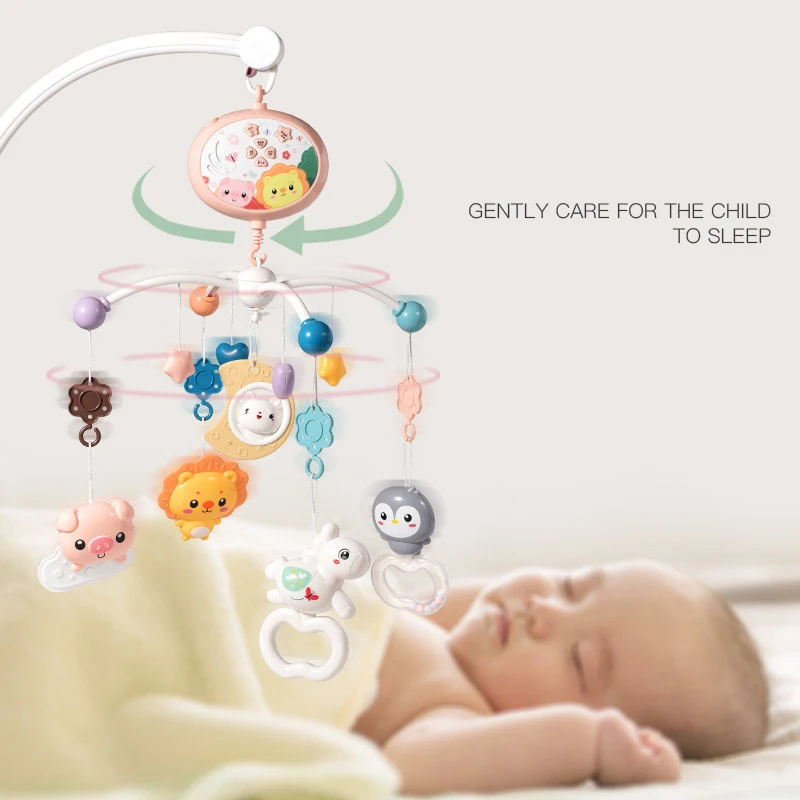 Custom Juguetes Bebes Baby Cot Toys Music Mobile Remote Control Musical Baby Crib Mobile For Kids With Frame