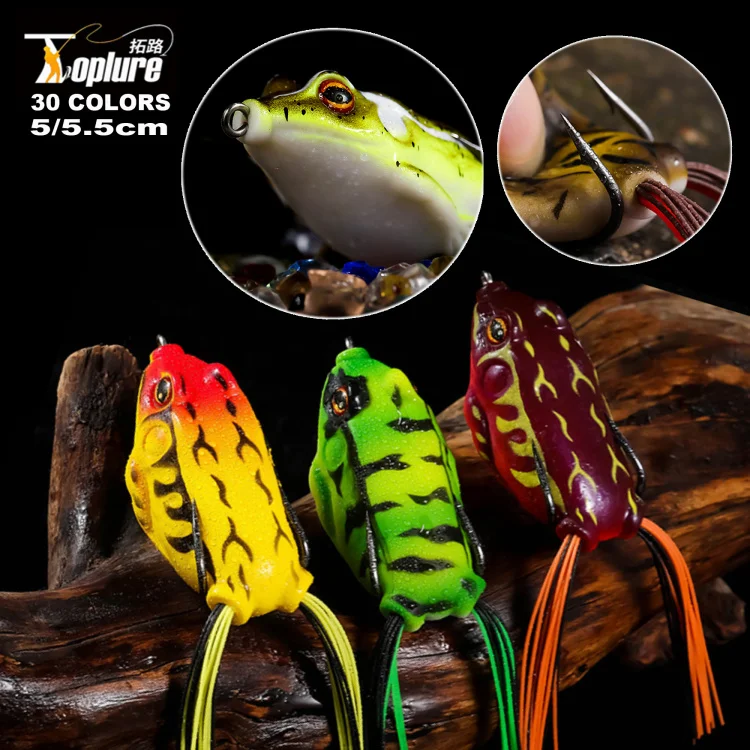 TOPLURE Frog 5cm 9g 5.5cm 12g Top Water Bionic Soft Frog Fishing Lure Silicone Artificial Simulate  Frog  Bait in River and Lake