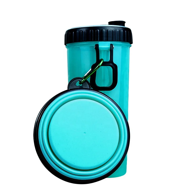 Многофункциональная Пластиковая переносная бутылка для воды и еды для собак и кошек, бутылка для хранения, чашка-Диспенсер со складной чашей из ТПЭ