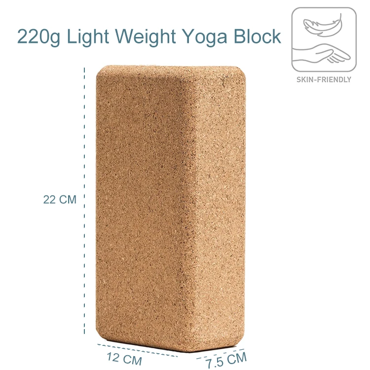 Custom Logo Fitness Pilates Exercise Eco Friendly Natural Light Weight Cork Yoga Block Brick Cube Set with Strap