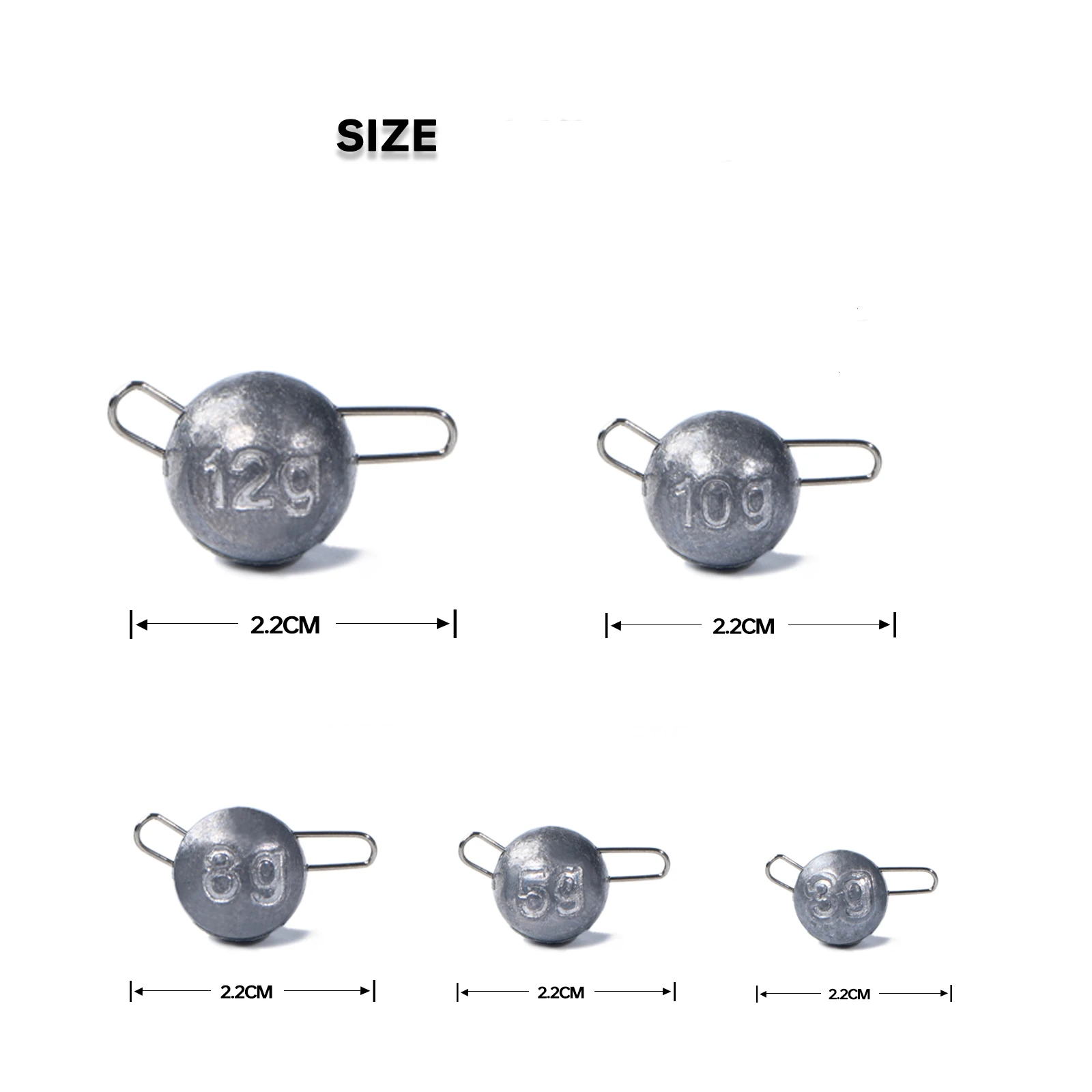 Wholesale 2-12G Fishing Cheburashka Sinker Jig Head Ball Drop Shot