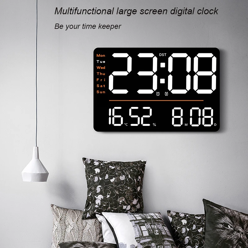 Large Display Wall Electrical Clock Calendar Day Digital Wall Clock Temperature With Remote Control Countdown Timer Alarm Clock