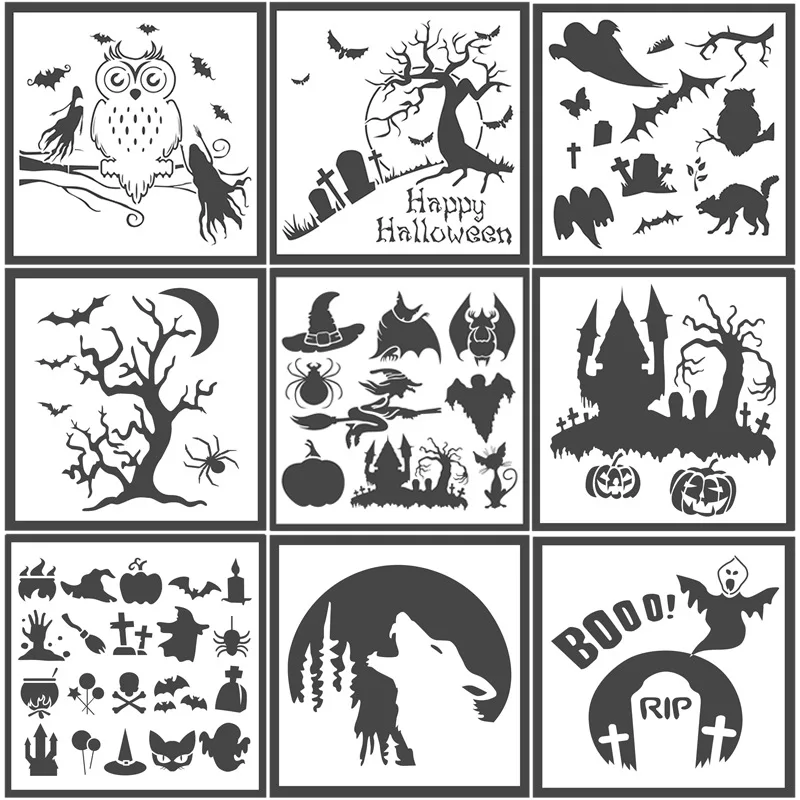 
drawing stencil 9 pieces set for kid arts and crafts material 