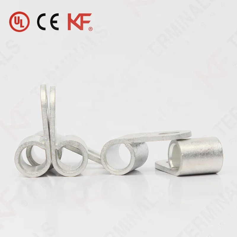 Hot Sale OEM Copper Crimping Electrical 18 Awg Non-Insulated Tin-Plated 7.8mm Flag Cable Lugs Wire Ring Flag Terminals