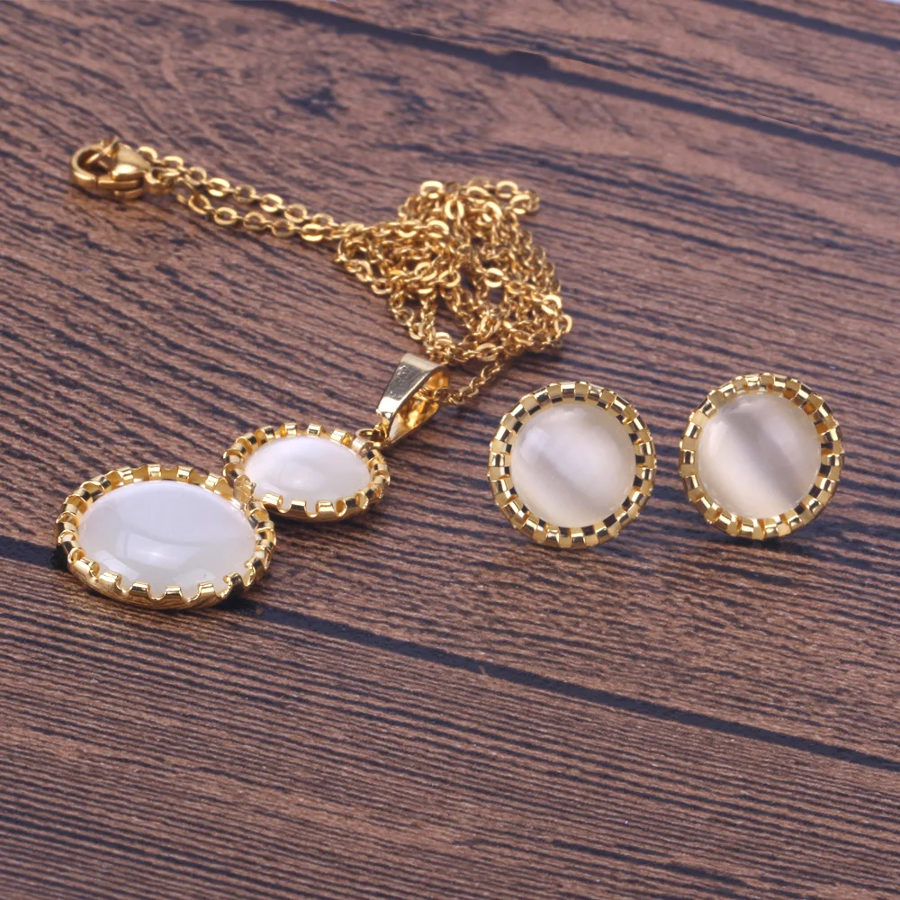 Trendy Opal Jewelry Set For Women,Opal Necklace Earrings ,Wholesale Necklace And Earrings jewelry Set
