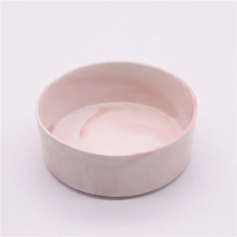 Customized Modern Style Designer Porcelain Pet Bowl Raised Luxury Ceramic Pet Cat Dog Bowl With Stand Wooden Frame