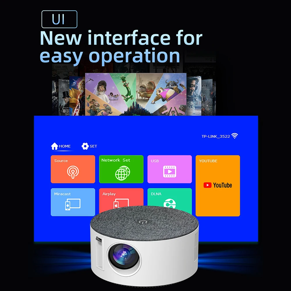 Topleo 1080p Smart Projector Portable Lcd Wireless Screen Mirroring Video Multimedia art infocus mini led home projector