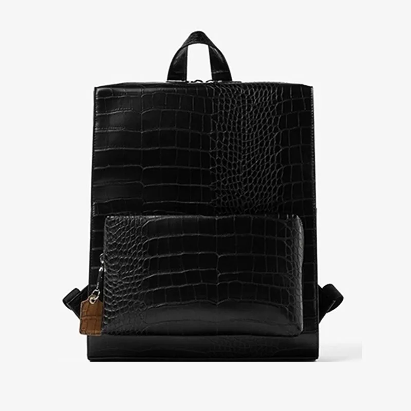 fashion design BUSINESS women men custom Crocodile pattern pu real genuine fashion softback leather laptop backpack
