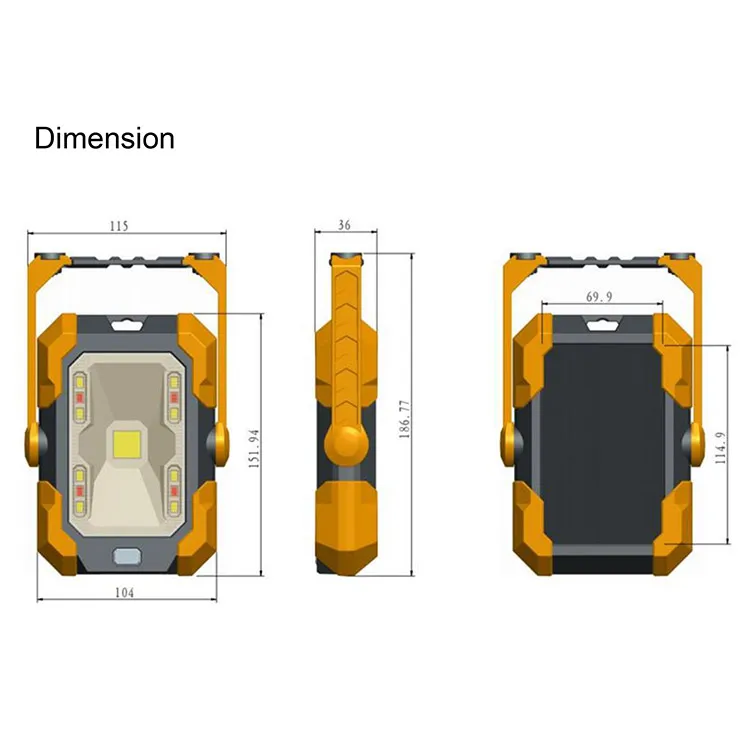 Portable Solar Waterproof Magnetic Base Foldable  USB Rechargeable Adjustable Outdoor Solar Led Inspection Mini Camping Lamp
