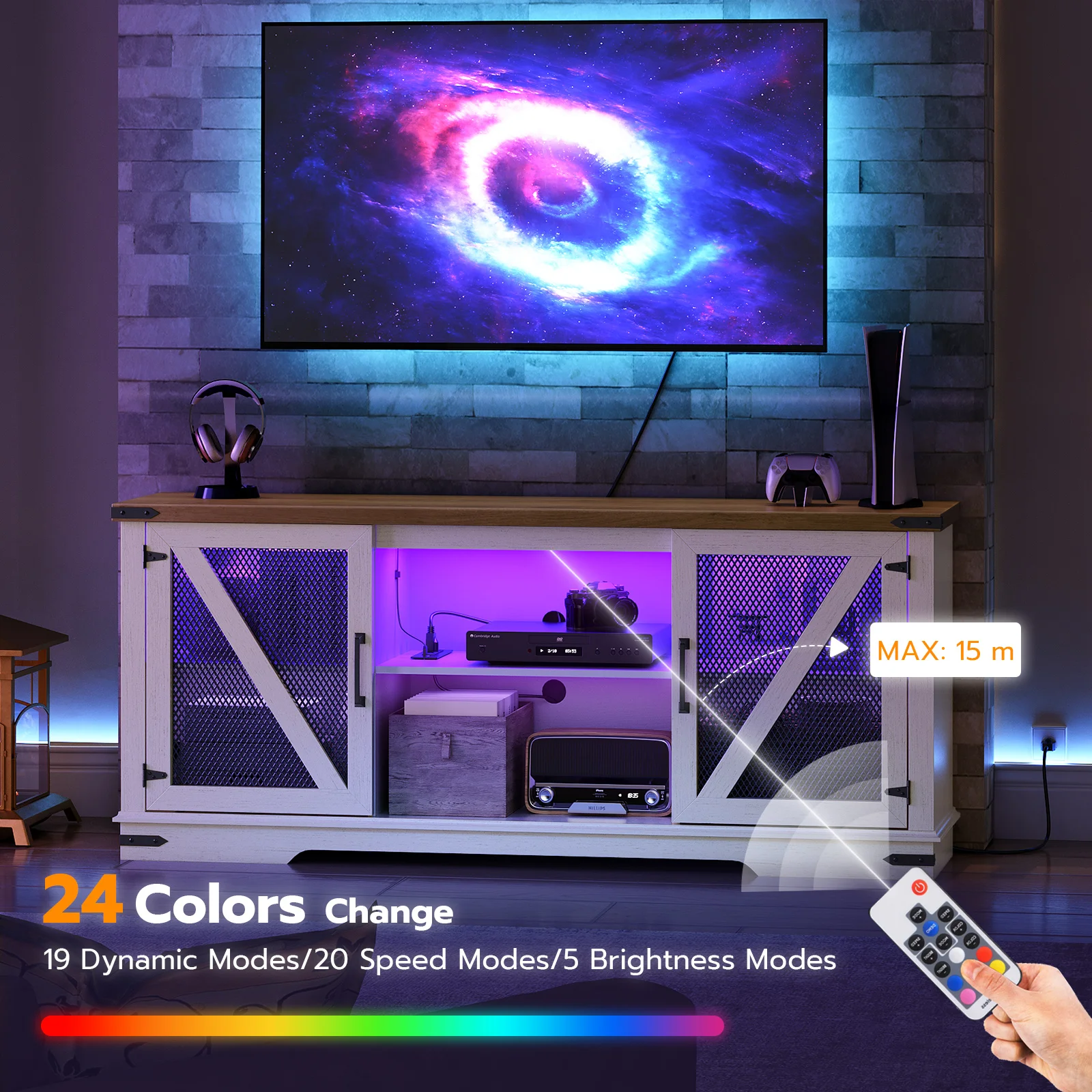 Wholesale TV Console Tables, HOOBRO Brand Media Console Table, Television Unit Media Entertainment Center Console Cabinet