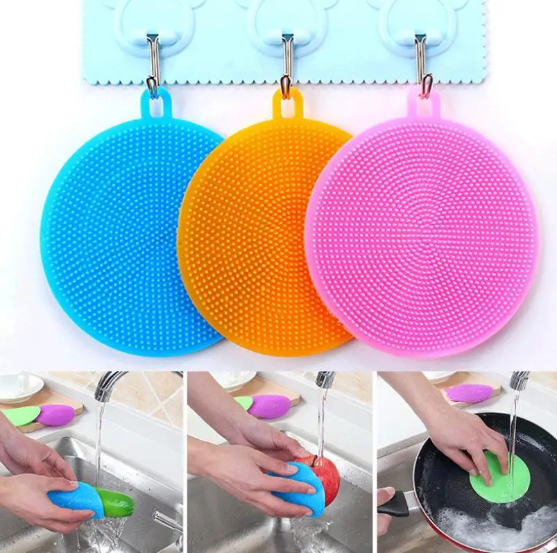 Silicone Multifunctional Dishwashing Brush Decontamination Kitchen Cleaning Tools Sponge Dish Washing Scrubber