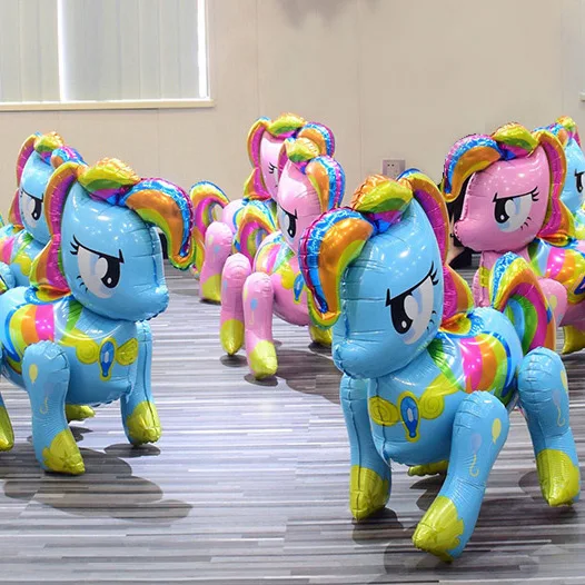 Custom Inflatable 3D Colorful Horse Balloons Shape Standing  OEM Party Globos Unicorn Aluminum Foil Balloons For Kids Party