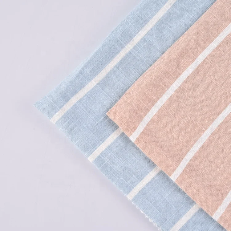 Wholesale custom new design simple woven plain breathable blue linen rayon fabric