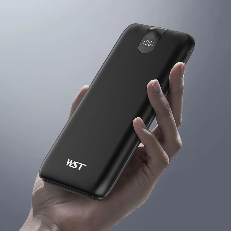 Hot Sale 10000mAh Travel Power Bank Slim Battery Pack LED Display Portable Mobile Phone Charger Built in with Cables