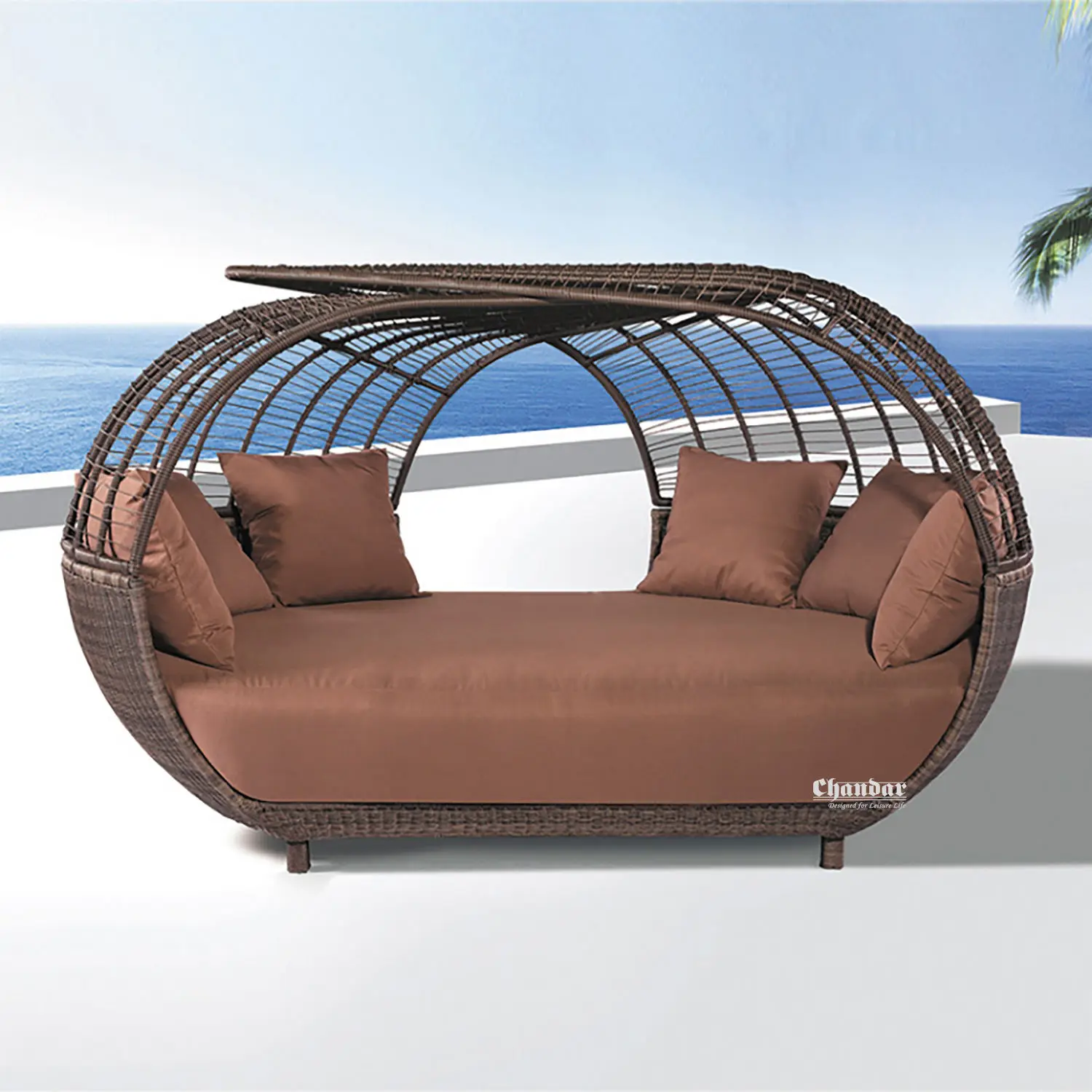 Fast Delivery Cheap Price Sunbed Pool Lounger Curved Round Outdoor Furniture