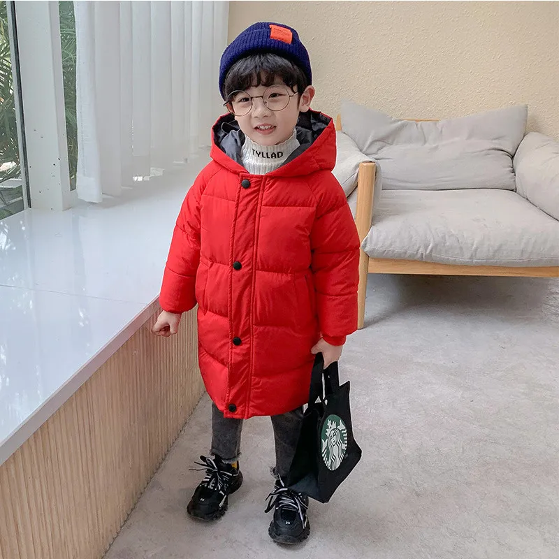 Autumn Waterproof Mid-Length Puffer down Jacket for Boys Girls Kids Winter Coats&outwears made of Cotton Warm Clothes Children