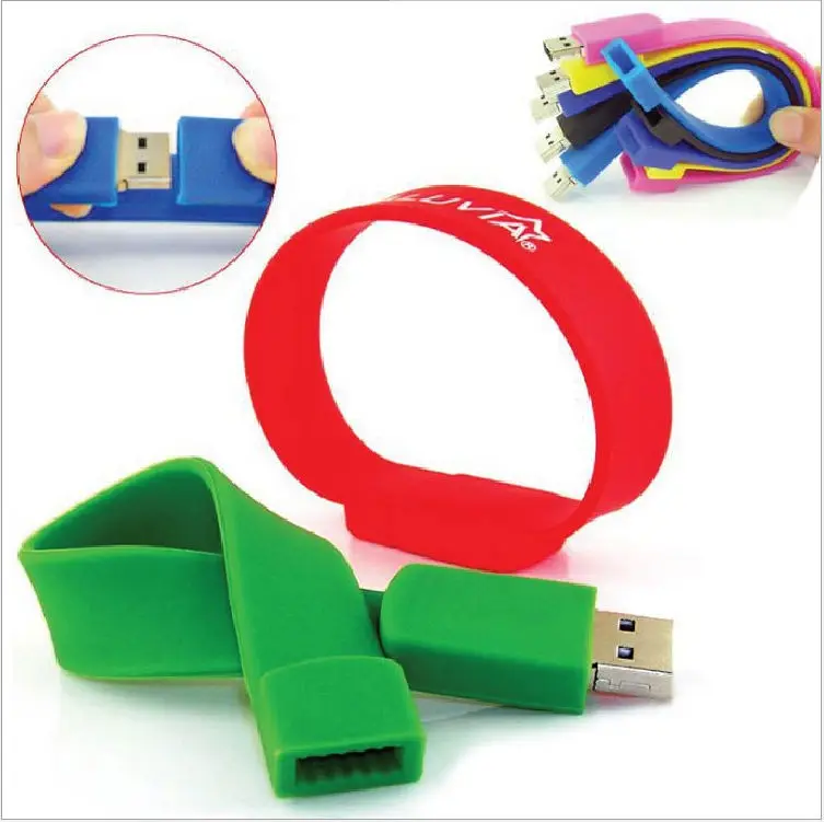 Wholesale Custom Promotional Gift Wrist Bracelet Memory Flash Driver Novelty 1GB to 128GB Silicone Wristbands Style Pendrive