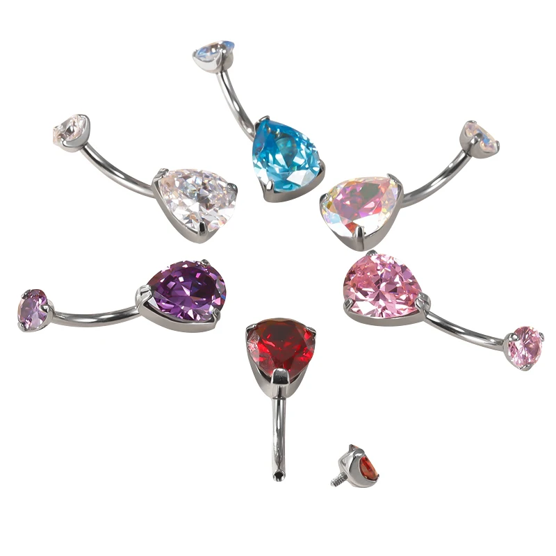 GZN Belly Button Ring Collection G23 Titanium 14G Internal&External Thread Body Jewelry Piercing Navel Ring Wholesale