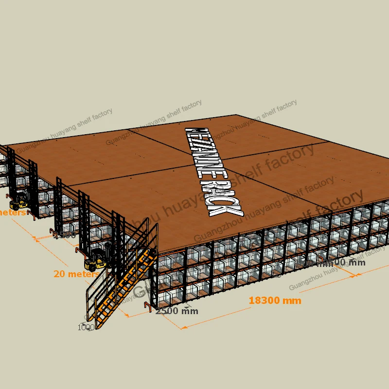 2000 SQM Second Third Platform Mezzanines Rack Mezzanine Loft Mezzanin Steel Floor Racking Platform With Ladder