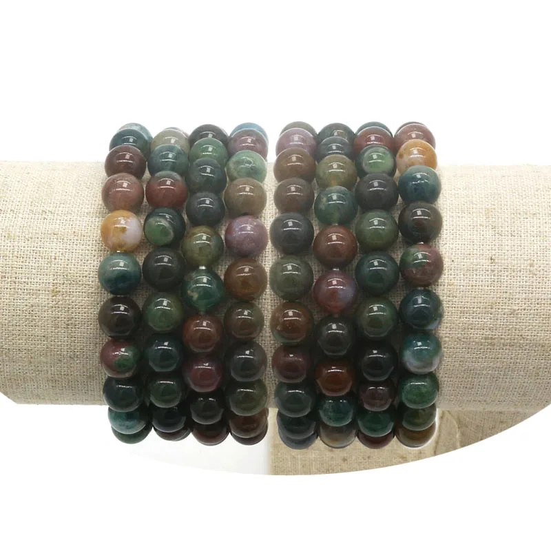 6mm 8mm 10mm Indian agate natural gemstone charms for bangle luxury store display bracelet for men jewelry