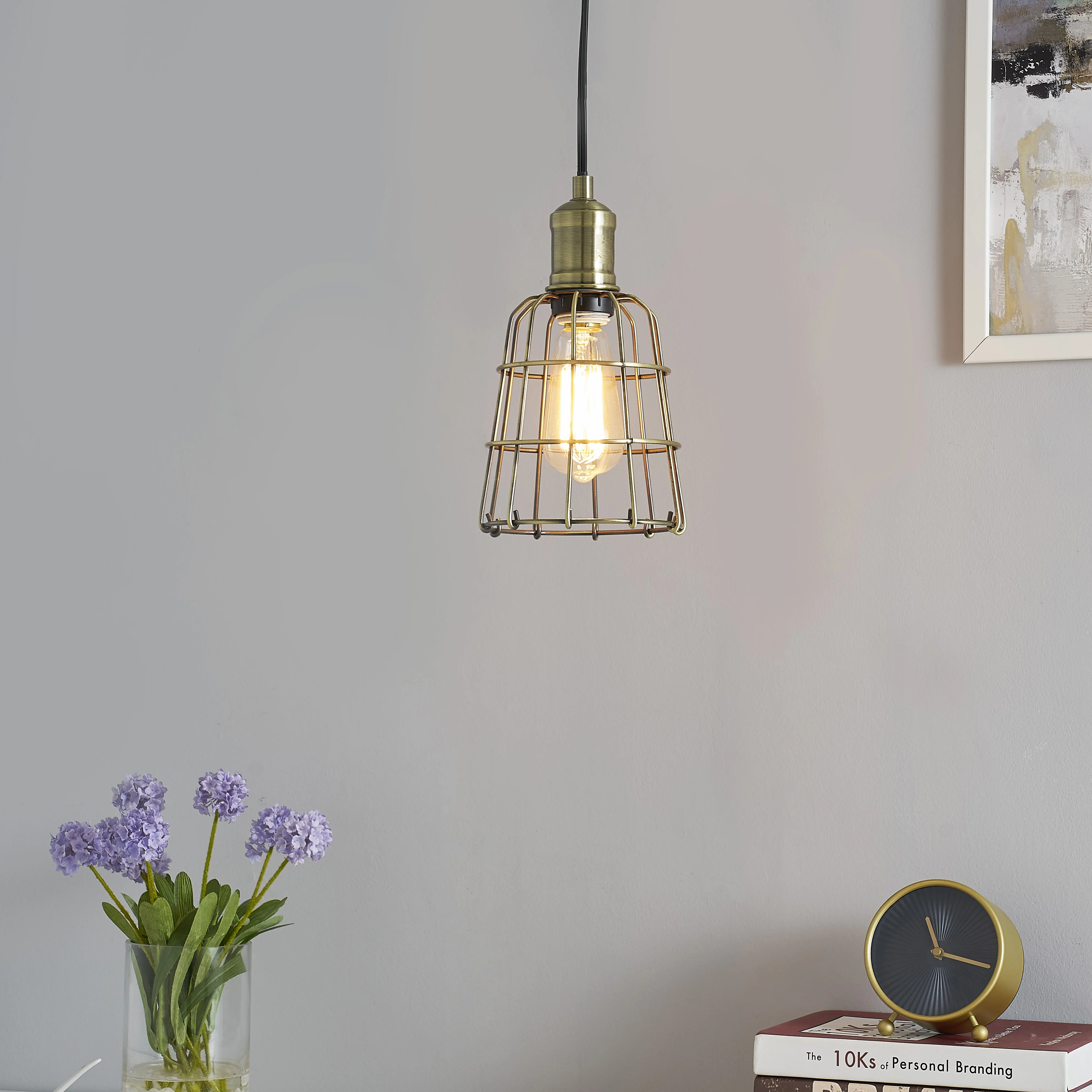 Retro industrial birdcage simple brass color wrought iron creative unique chandelier lampshade