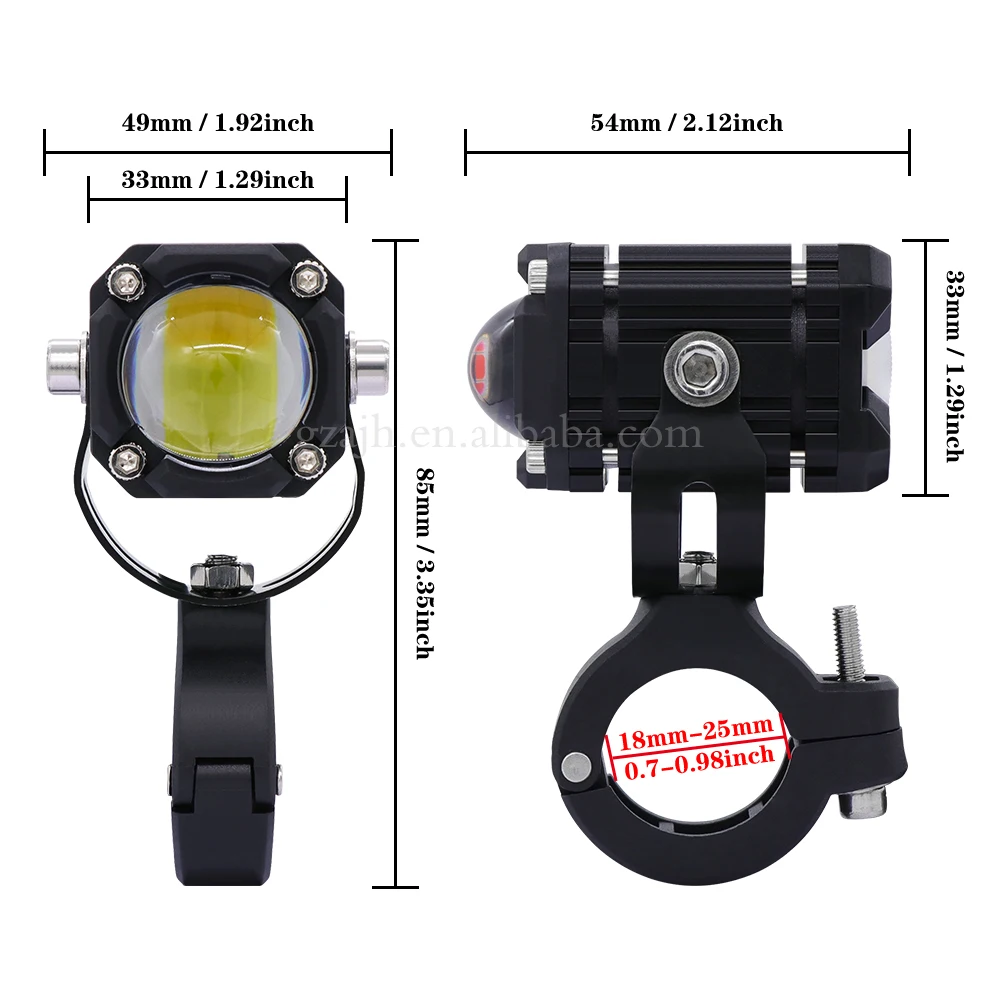 12-80V Auxiliary Headlight For Motorcycle LED Lights Lamp Additional Spotlights Electric Motorcycle Pitbike Drity Bike Fog Light