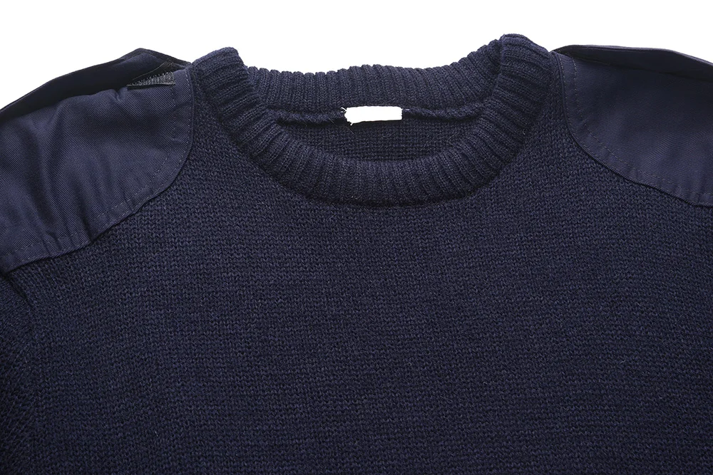 XINXING Custom Deep Blue Crew Neck Tactical Jumper Shoulder Patch Knitting Wool Jacket Winter Outdoor Duty Sweater