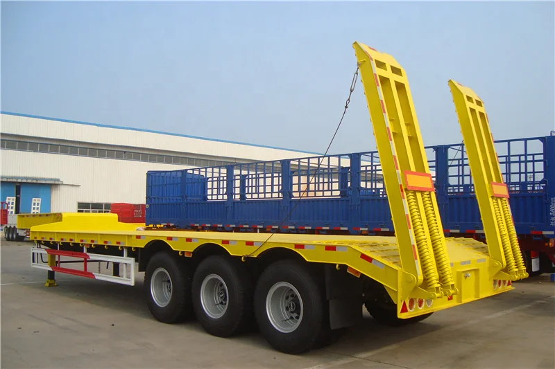 SINO AUTO 60 Tons Lowboy Trailer 40ft Flatbed Trailer 40t Low Bed Trailer