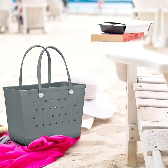 Quality Upgrade 1250g Capacity Eco Friendly Reusable Silicone Jelly Candy Color Beach Bag EVA Handbag Large Eva  Tote Bag