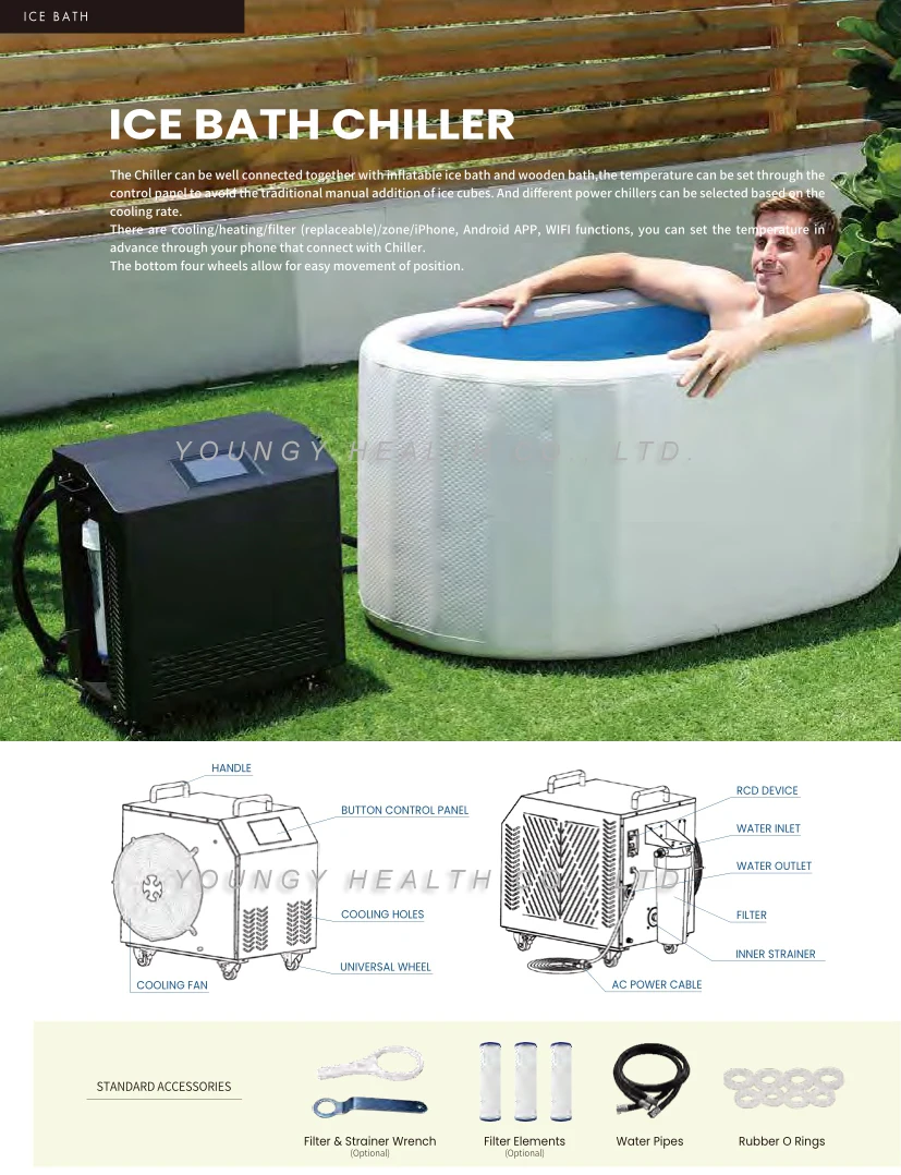 Портативный наружный охладитель воды 0.8HP Wifi для ледяной ванны оптовая продажа льда аксессуары