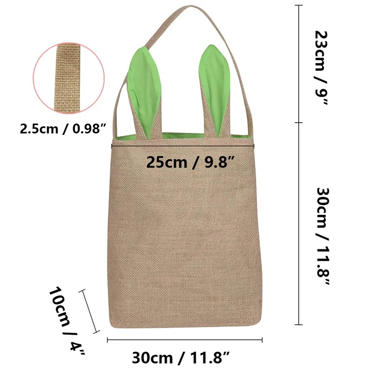 Custom Wholesale DIY Ears Linen Egg Gifts Blank Sublimation Easter Bunny Bags Carry Bucket Tote