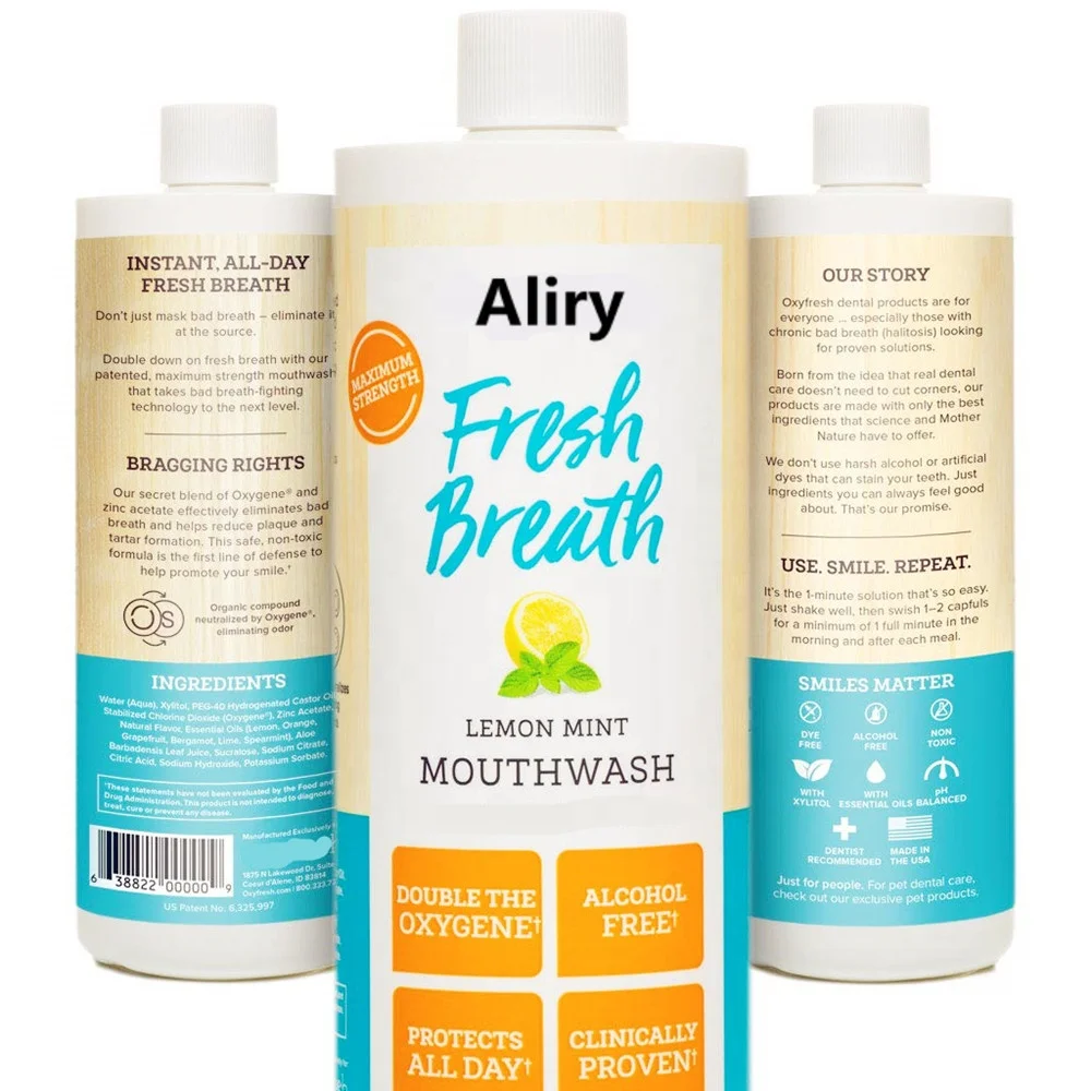 Private Label Wholesale Lemon Mint Mouthwash for Long-Lasting Fresh Breath