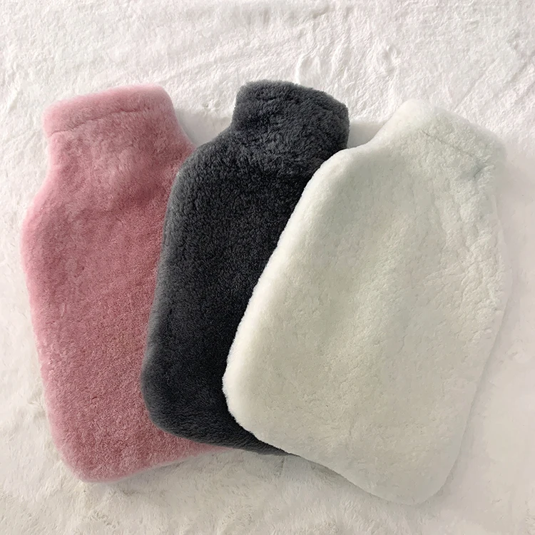 Comfort 2 Liter Hot Water Bottle with Cozy Fluffy Cover Premium Sheepskin Bag Large 2L US