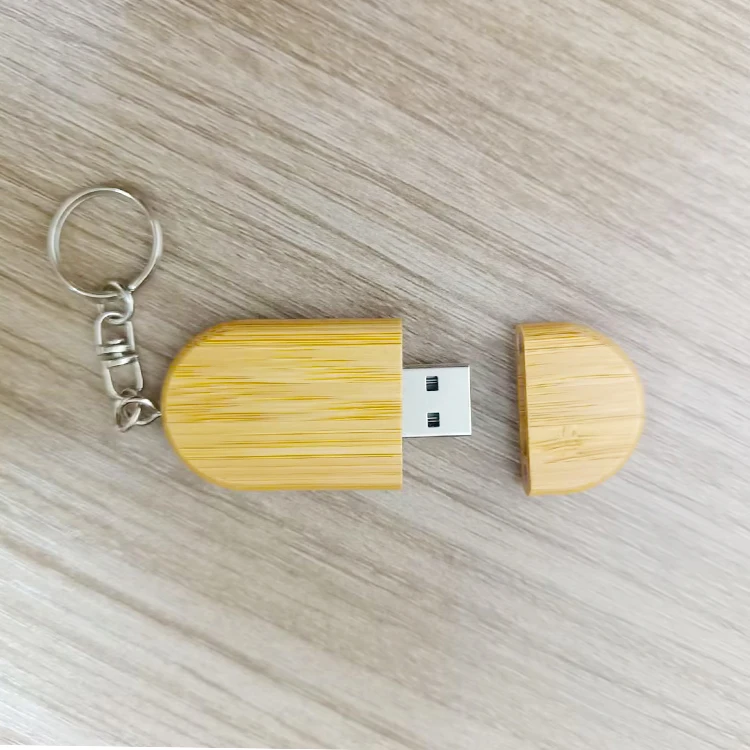 High Quality Customizable Wooden USB Flash Drive with Key Ring 2GB to 64GB Supports Custom Logo for Promotions