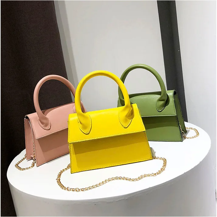 Korean New Trendy Simple Classic Candy Color Leather Girls Crossbody Shoulder Bag Lady Mini Purses and Handbags