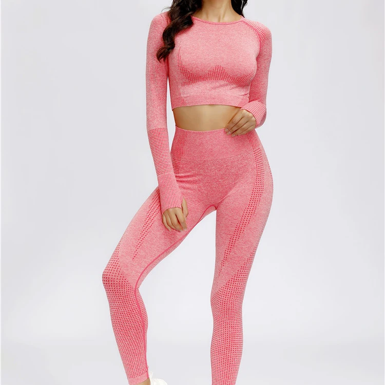 Оптовая продажа высококачественные женские комплекты из 2 предметов одежда для фитнеса и йоги костюм бесшовный Женский комплект в тренажерном