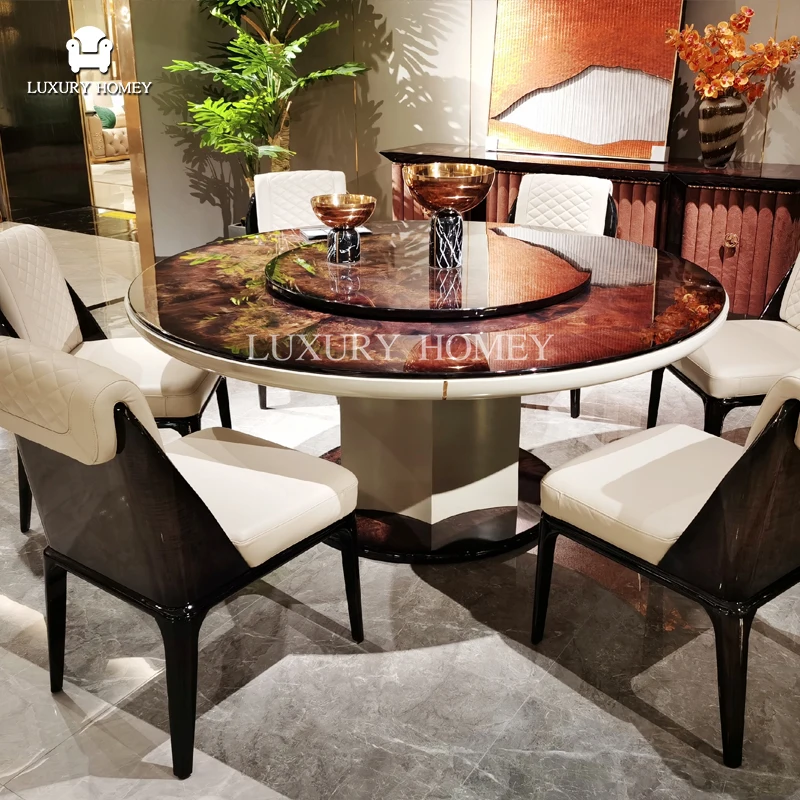 Italian Luxury Design Dining Room Sets Modern Dining Tables And 6 Seater Chairs Wooden Luxury Dining Round Lazy Susan Desk