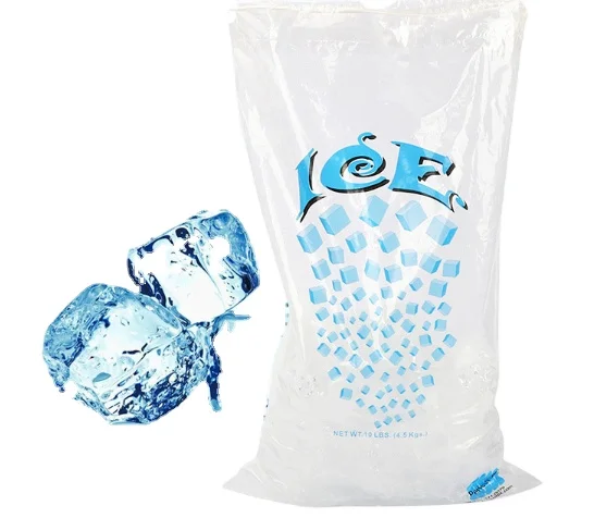 Plastic Ice Bags 8lb 10lb 50bags 11 x 19 Inch with Twist Tie Drawstring Closure Durable Ice-bag Storage Freezer Bag
