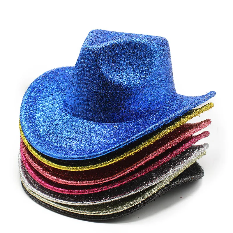 Customizable Logo High Quality Sparkling Sequin Cowboy Hats for Festivals Cosplay and Dance Shows Hat