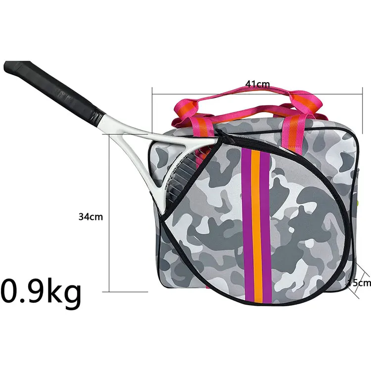 Neoprene beach tennis racket handbag fashion camo grey racquet padel neoprene tennis racket bag