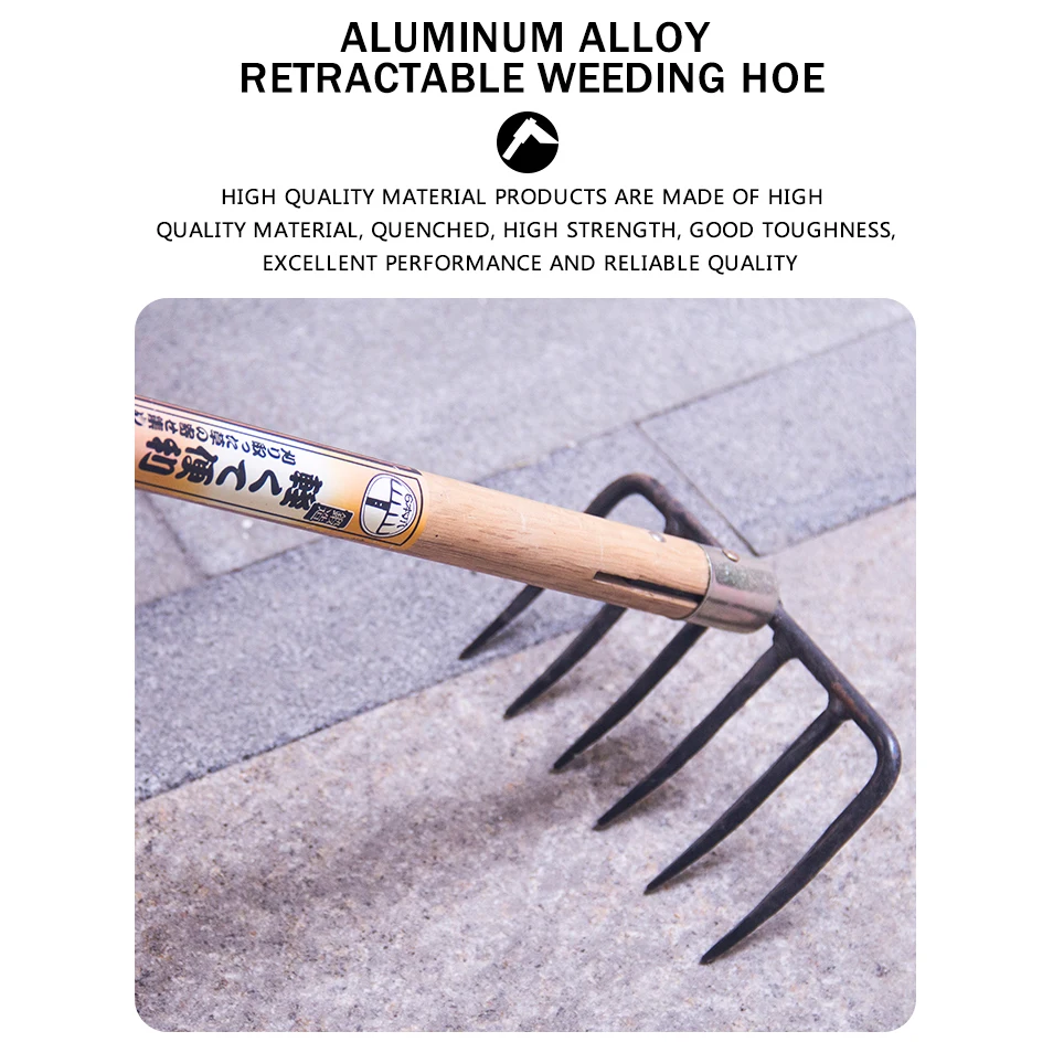 High quality agricultural excavation tools wooden long handle leaf lawn rake