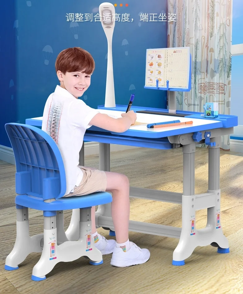 Kids furniture, ergonomic  study table for home use,  Height adjustable desk and chairs